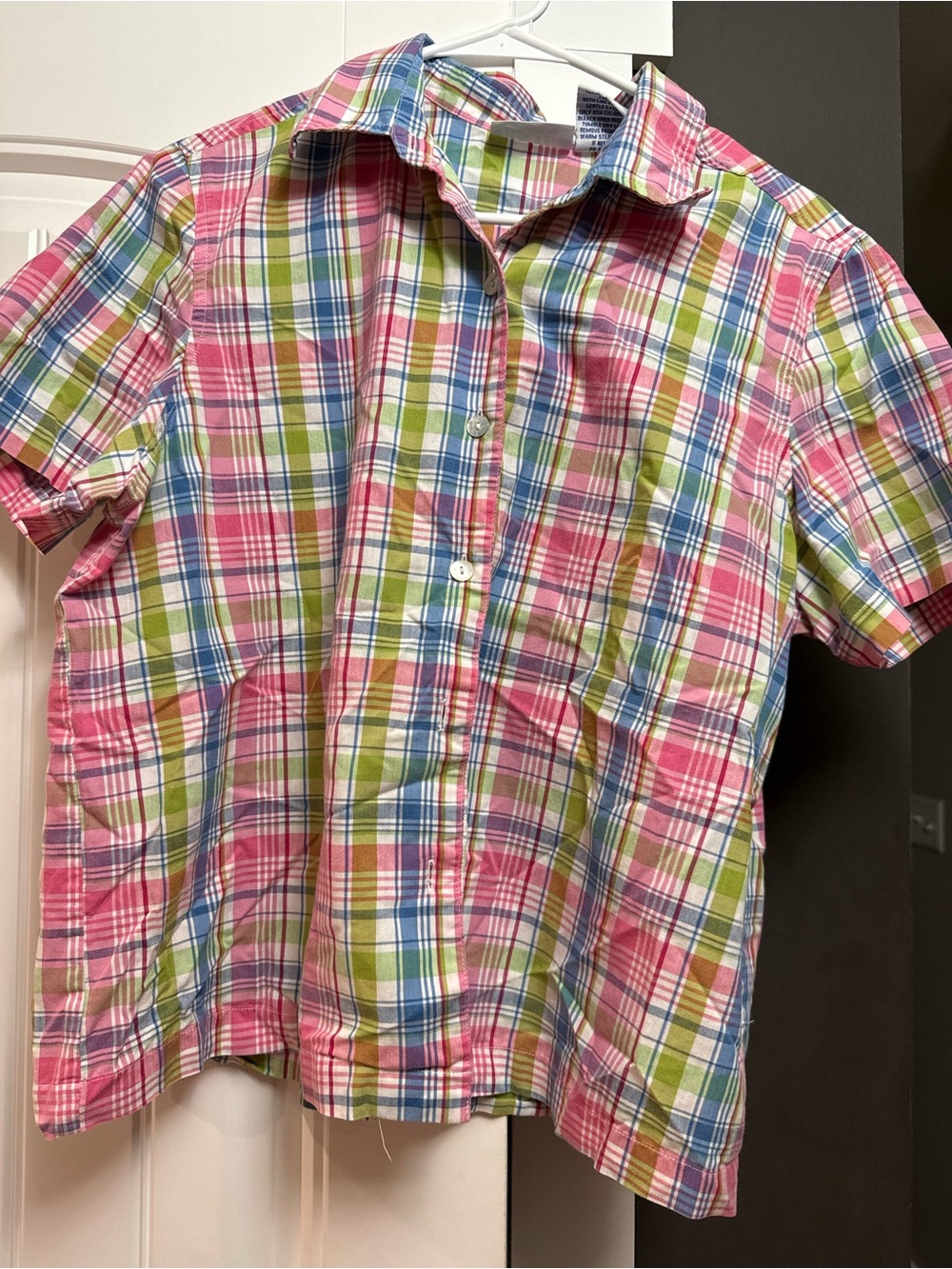 Blair Pink Green Blue Plaid Short-Sleeve Button-Down Shirt